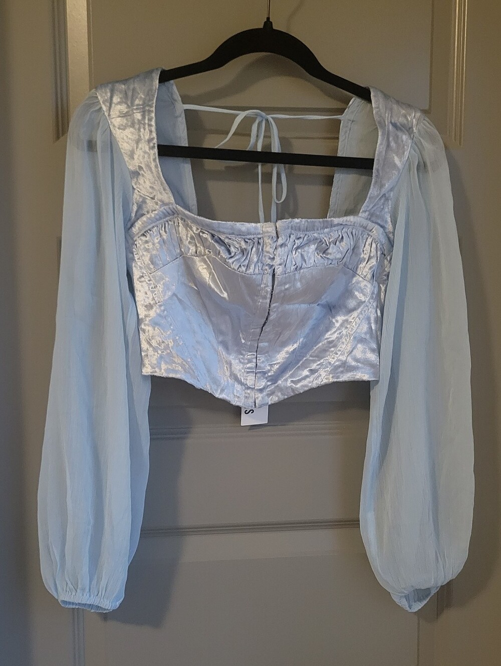 NWT UO Light Blue Corset Peasant Top